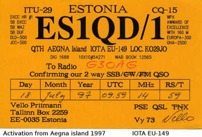 Aegna island      IOTA EU-149
