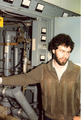 Visit to Emley Moor TV Transmitter site  c.1982.  Believed to be Mark Walls G8NZM in the photo

