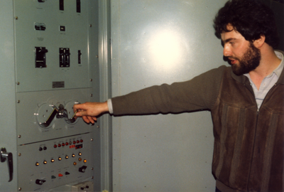 Visit to Emley Moor TV Transmitter site  c.1982.  Believed to be Mark Walls G8NZM in the photo

