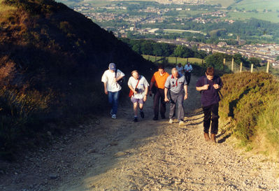 G3BRS members walking up Holcome Hill 1997
