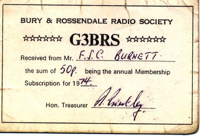 1974 Membership card...50p fee
