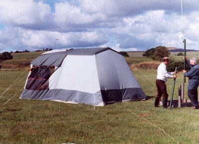 Setting up 2m antenna at Ashworth Valley G3RTU & G3SUI (SK)
