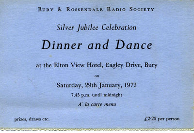 It is thought this is possibly the Silver Anniversary of the G3BRS callsign

Keywords: Silver Jubilee ticket 1972
