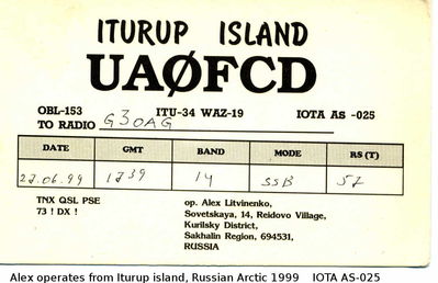 Iturup island  IOTA AS-025
