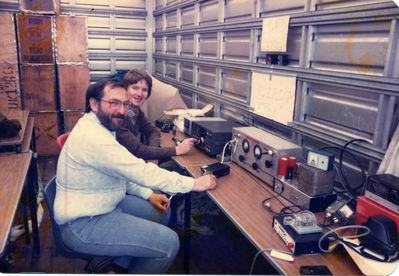 G4JAG & G4KLT hard at work in VHF Field Day 1983
