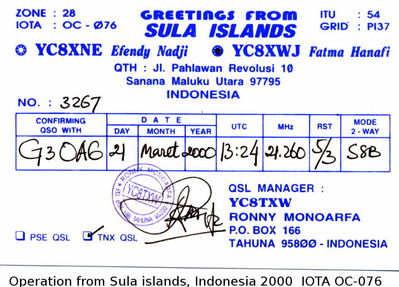 Sula islands, Indonesia  IOTA OC-076
